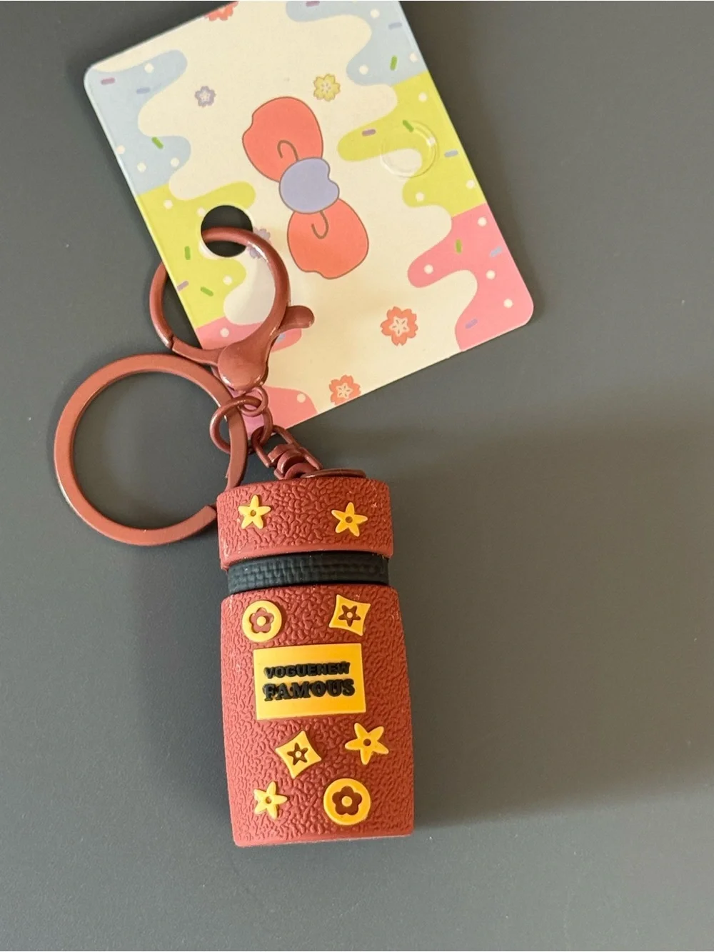 NWT Cute Mini Silicone Floral Cylinder Bag Charm Brown